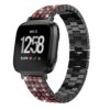 Fb.m63.mb.6 Front Stainless Steel Bangle Bracelet Fits Versa W Red Rhinestones In Matte Black
