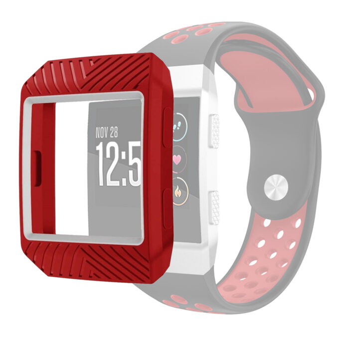 Fb.pc3.6.22 Front Silicone Shock Proof Case Fits Fitbit Ionic In Red And White 2