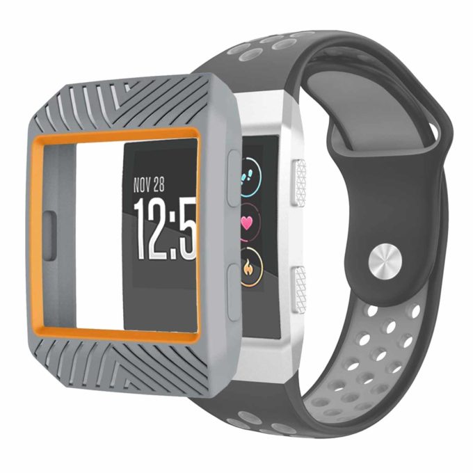 Fb.pc3.7.10 Front Silicone Shock Proof Case Fits Fitbit Ionic In Grey And Yellow 2