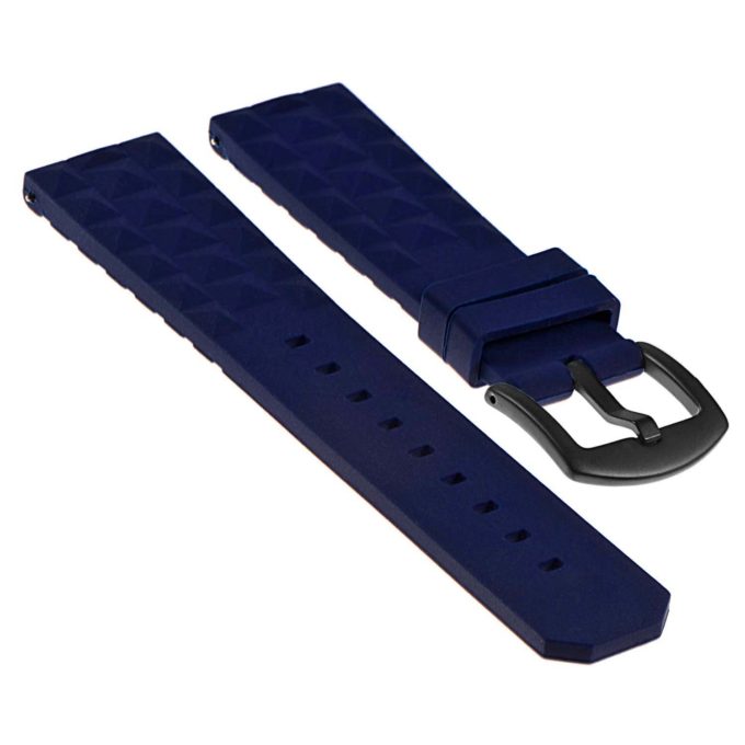 Pu16.5.mb Angled Silicone Rubber Strap With Matte Black Buckle In Dark Blue