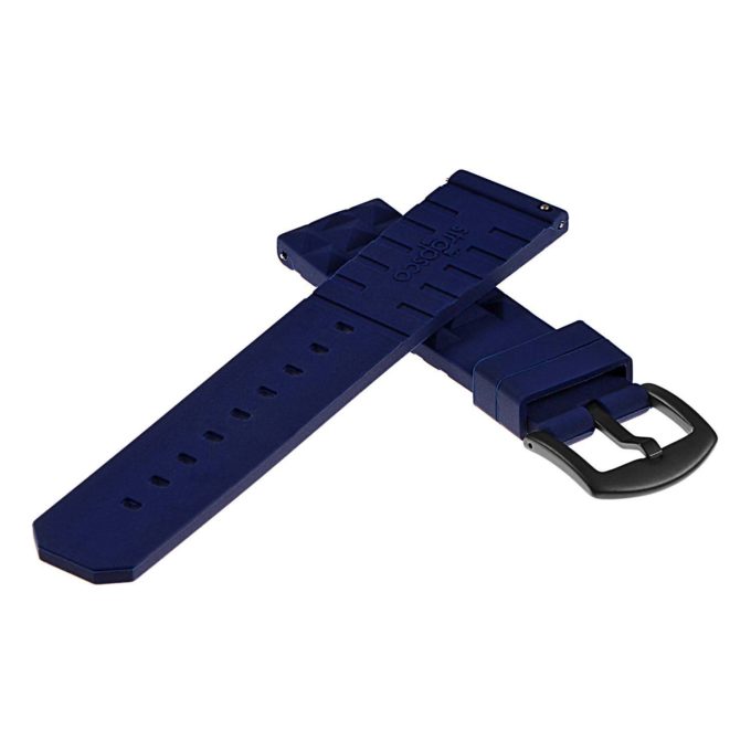 Pu16.5.mb Back Silicone Rubber Strap With Matte Black Buckle In Dark Blue