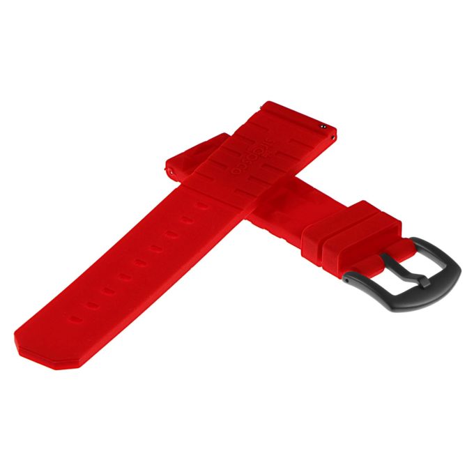 Pu16.6.mb Back Silicone Rubber Strap With Matte Black Buckle In Red
