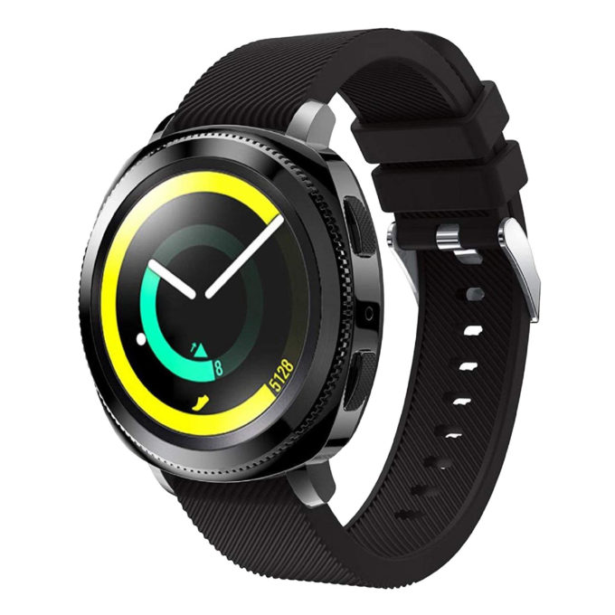 S.r7.1 Front Sports Silicone Strap Fits Samsung Gear Sport In Black