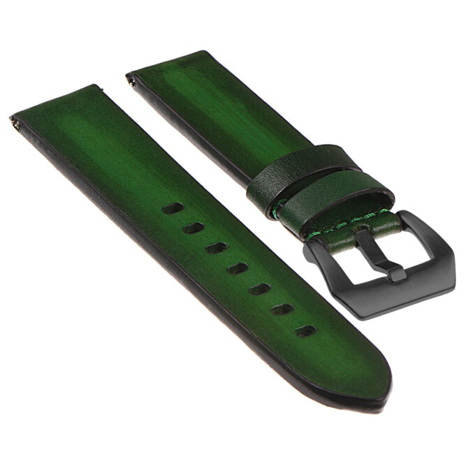 Ks1.11.mb Angled Vintage Leather Distressed Strap W Matte Black Buckle In Green
