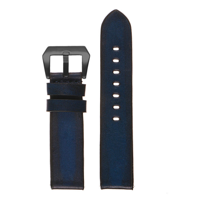 Ks1.5.mb Upright Vintage Leather Distressed Strap W Matte Black Buckle In Blue