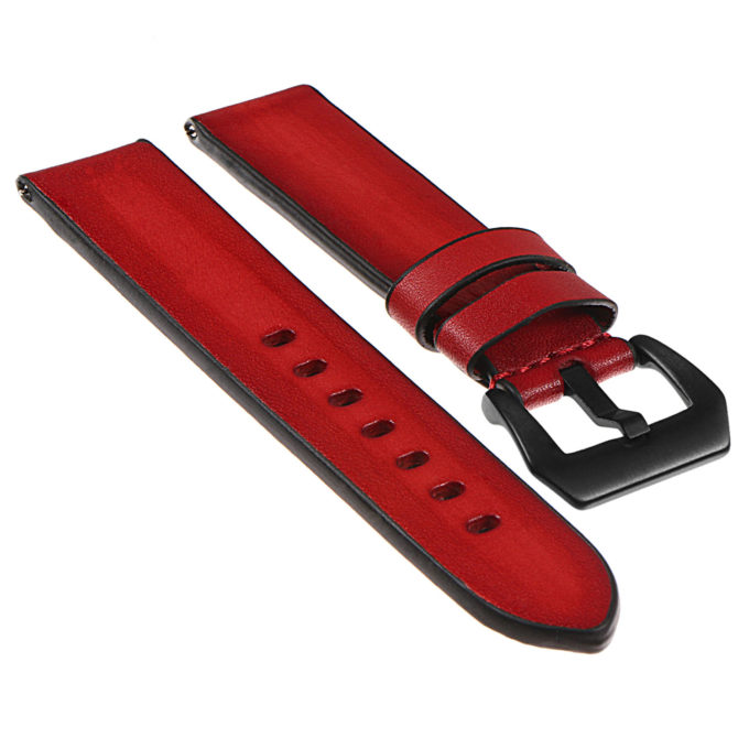 Ks1.6.mb Angled Vintage Leather Distressed Strap W Matte Black Buckle In Red