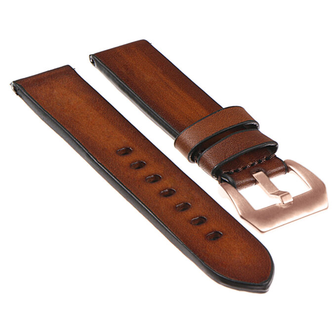 Ks1.9.rg Angled Vintage Leather Distressed Strap W Rose Gold Buckle In Rust