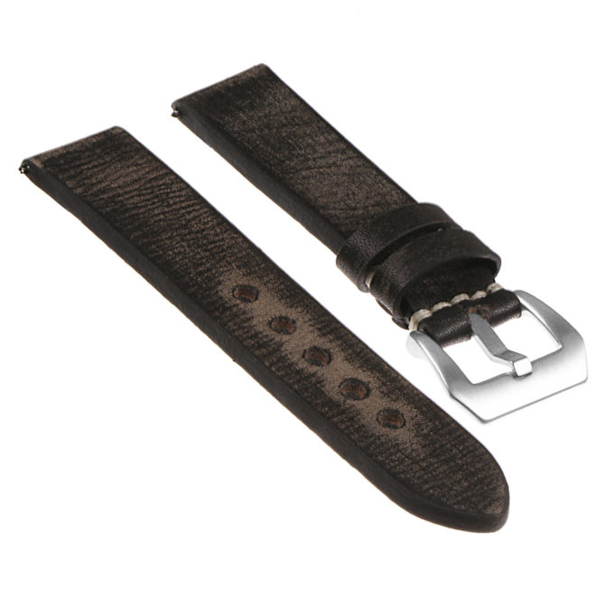 Ks3.1 Angled Distressed Leather Strap In Black