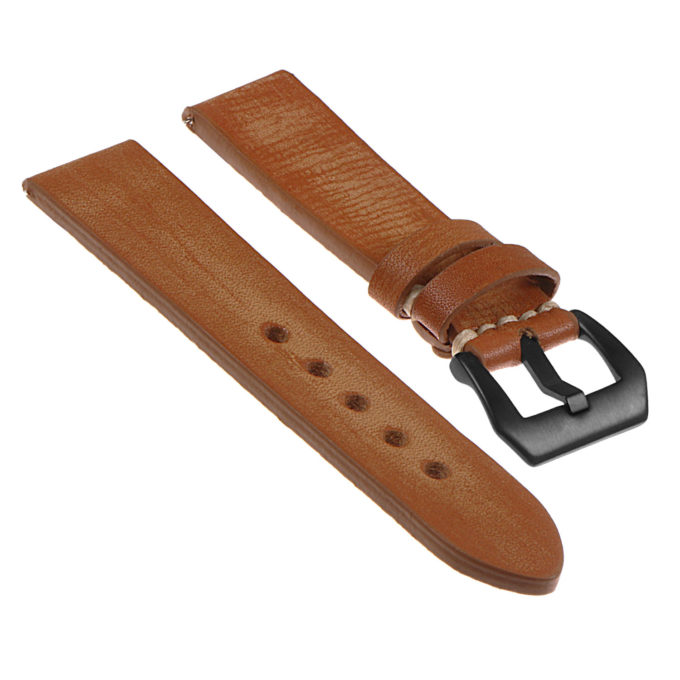 Ks3.3.mb Angled Distressed Leather Strap W Matte Black Buckle In Tan