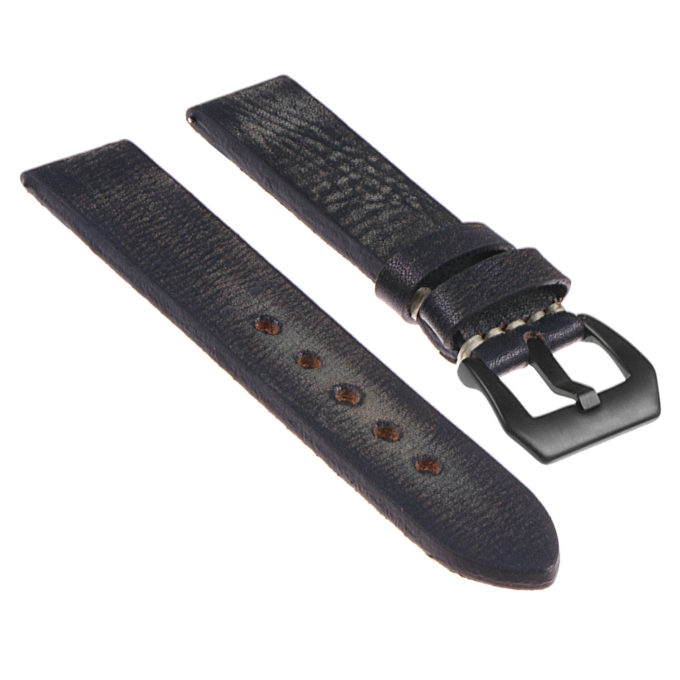 Ks3.5.mb Angled Distressed Leather Strap W Matte Black Buckle In Blue