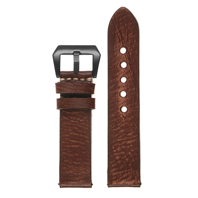Ks3.9.mb Upright Distressed Leather Strap W Matte Black Buckle In Rust