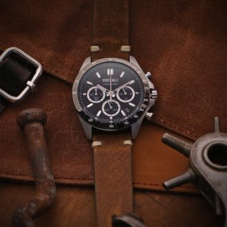ks4 creative hand stitched vintage washed leather quick release strap seiko chronograph watch band