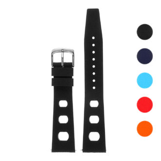 pu13 Gallery Black Vintage Style Rubber Rally Watch Band Strap