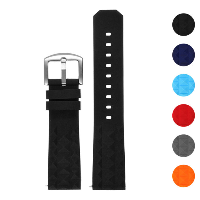 pu16.1.bs Gallery Black Super Waffle Rubber Watch Band Strap