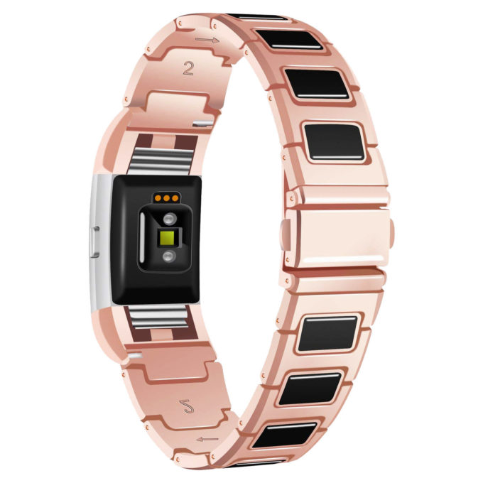 Fb.m52.rg.1 Back Stainless Steel Bangle W Black Ceramic Bracelet In Rose Gold