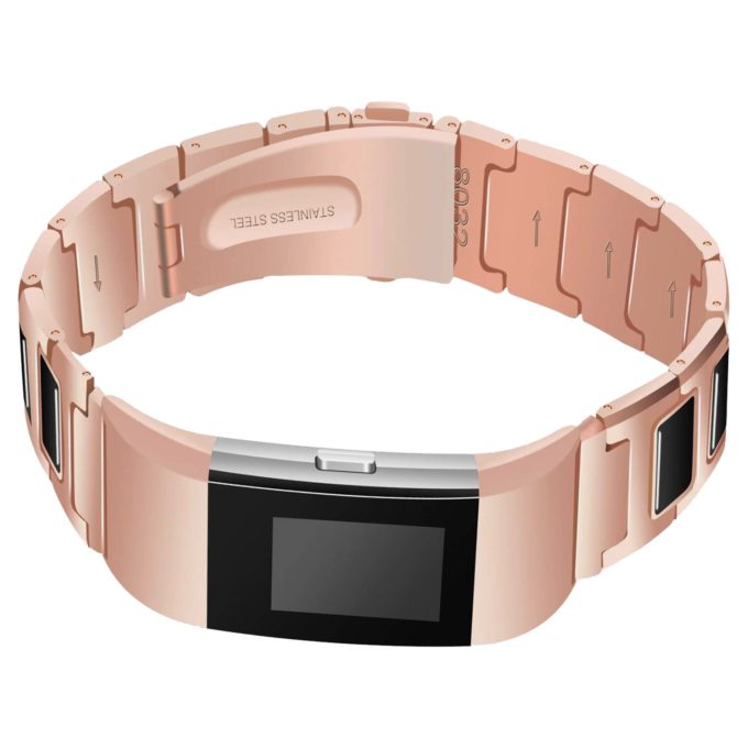 Fb.m52.rg.1 Stainless Steel Bangle W Black Ceramic Bracelet In Rose Gold