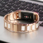 Fb.m52.rg.22 Creative Stainless Steel Bangle W Ceramic Bracelet In Rose Gold And White