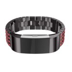 Fb.m55.mb.6 Stainless Steel Bangle Bracelet W Red Rhinestone In Matte Black Fits Charge 2