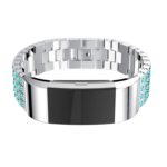 Fb.m55.ss.5 Stainless Steel Bangle Bracelet W Blue Rhinestone In Silver Fits Charge 2