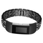 Fb.m56.mb Stainless Steel Bangle Braclet W Rhinestone In Matte Black Fits Charge 2