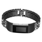 Fb.m57.mb Stainless Steel Bangle Bracelet W Rhinestone In Matte Black