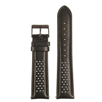 St22.1.1.mb Up Black Perforated Rally Strap With Matte Black Buckle