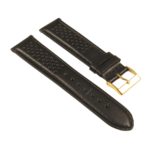 St22.1.1.yg Angle Black Perforated Rally Strap With Yellow Gold Buckle