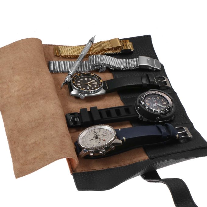 Wr4.1 Leather Watch Roll In Black 2