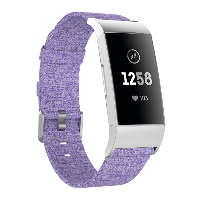 Fb.c2.18 Front Purple Canvas Replacement Watch Band Strap Fitbit Charge 3