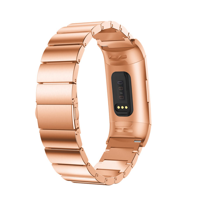 Fb.m67.rg Back Rose Gold Stainless Steel Replacement Watch Band Strap For Fitbit Charge 3