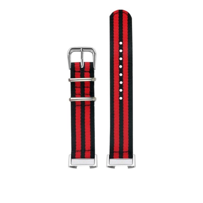 Fb.ny5.1.6 Up Black & Red Nylon Replacement Watch Band Strap For Fitbit Charge 3