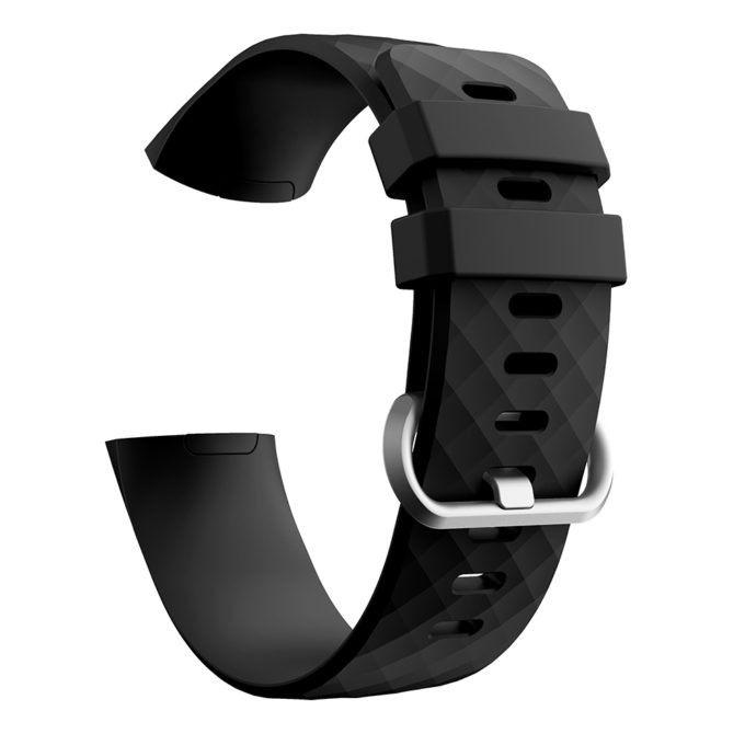 Fb.r32.1 Alt Black Silicone Rubber Replacement Watch Band Strap For Fitbit Charge 3