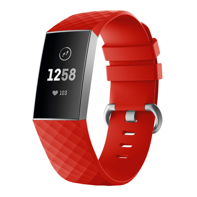 Fb.r32.6 Front Red Silicone Rubber Replacement Watch Band Strap For Fitbit Charge 3