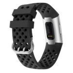 Fb.r33.1 Back Black Perforated Silicone Rubber Replacement Watch Band Strap For Fitbit Charge 3