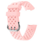 Fb.r33.13 Alt Pink Perforated Silicone Rubber Replacement Watch Band Strap For Fitbit Charge 3