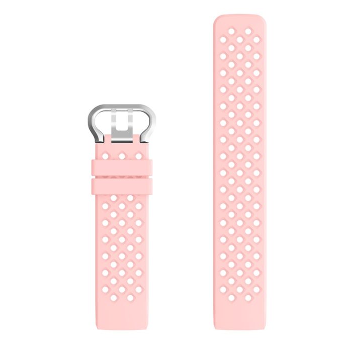 Fb.r33.13 Up Pink Perforated Silicone Rubber Replacement Watch Band Strap For Fitbit Charge 3