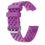 Fb.r33.18 Alt Purple Perforated Silicone Rubber Replacement Watch Band Strap For Fitbit Charge 3
