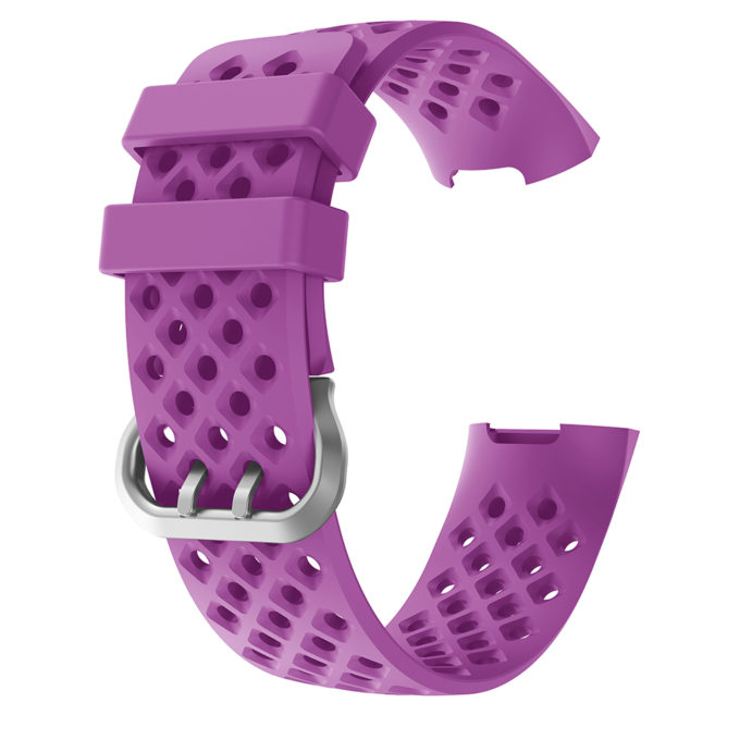 Fb.r33.18 Alt Purple Perforated Silicone Rubber Replacement Watch Band Strap For Fitbit Charge 3