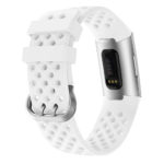 Fb.r33.22 Back White Perforated Silicone Rubber Replacement Watch Band Strap For Fitbit Charge 3