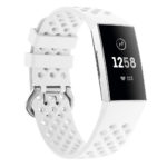 Fb.r33.22 Front White Perforated Silicone Rubber Replacement Watch Band Strap For Fitbit Charge 3