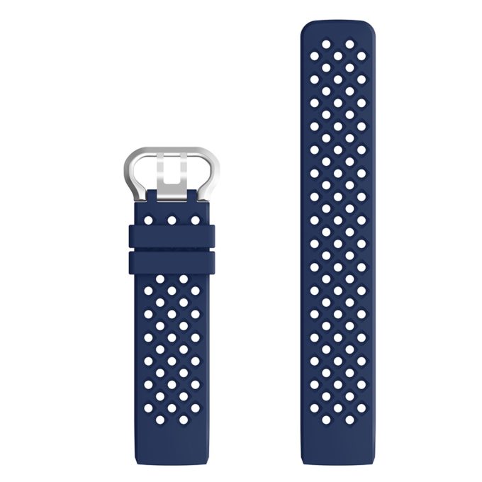 Fb.r33.5 Up Blue Perforated Silicone Rubber Replacement Watch Band Strap For Fitbit Charge 3