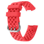 Fb.r33.6 Alt Red Perforated Silicone Rubber Replacement Watch Band Strap For Fitbit Charge 3