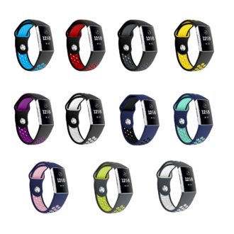 Fb.r34 All Perforated Silicone Rubber Replacement Watch Band Strap For Fitbit Charge 3