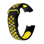 Fb.r34.1.10 Alt Black Yellow Perforated Silicone Rubber Replacement Watch Band Strap For Fitbit Charge 3