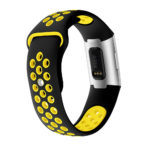 Fb.r34.1.10 Back Black Yellow Perforated Silicone Rubber Replacement Watch Band Strap For Fitbit Charge 3