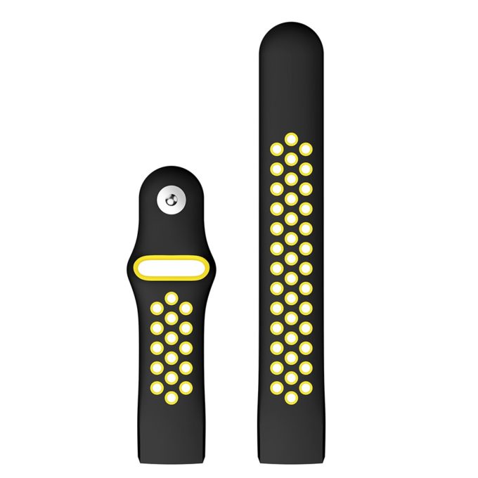 Fb.r34.1.10 Up Black Yellow Perforated Silicone Rubber Replacement Watch Band Strap For Fitbit Charge 3