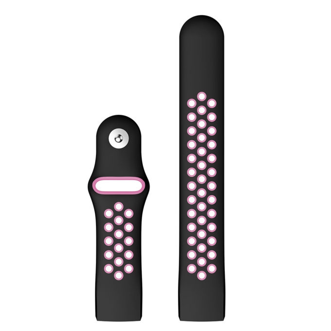 Fb.r34.1.18 Up Black Purple Perforated Silicone Rubber Replacement Watch Band Strap For Fitbit Charge 3 V2