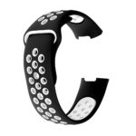 Fb.r34.1.22 Alt Black White Perforated Silicone Rubber Replacement Watch Band Strap For Fitbit Charge 3