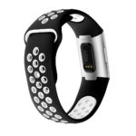 Fb.r34.1.22 Back Black White Perforated Silicone Rubber Replacement Watch Band Strap For Fitbit Charge 3