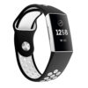 Fb.r34.1.22 Front Black White Perforated Silicone Rubber Replacement Watch Band Strap For Fitbit Charge 3